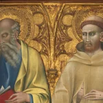 Nossa Senhora na obra Saints Matthew and Francis, por Giovanni di Paolo (Giovanni di Paolo di Grazia)