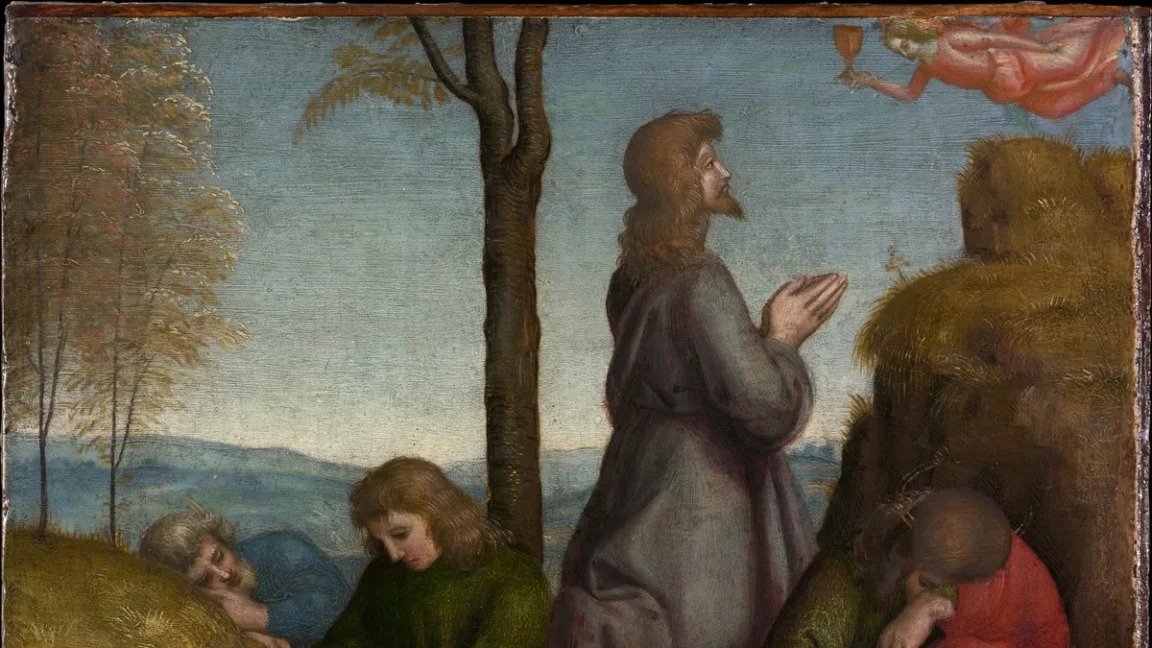 Nossa Senhora na obra The Agony in the Garden, por Raphael (Raffaello Sanzio or Santi)