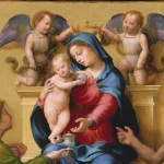 Nossa Senhora na obra Madonna and Child Enthroned with Saints Mary Magdalen and John the Baptist, por Giuliano di Piero di Simone Bugiardini