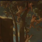 Nossa Senhora na obra The Holy Family with Saint John the Baptist, por Nicolas Poussin