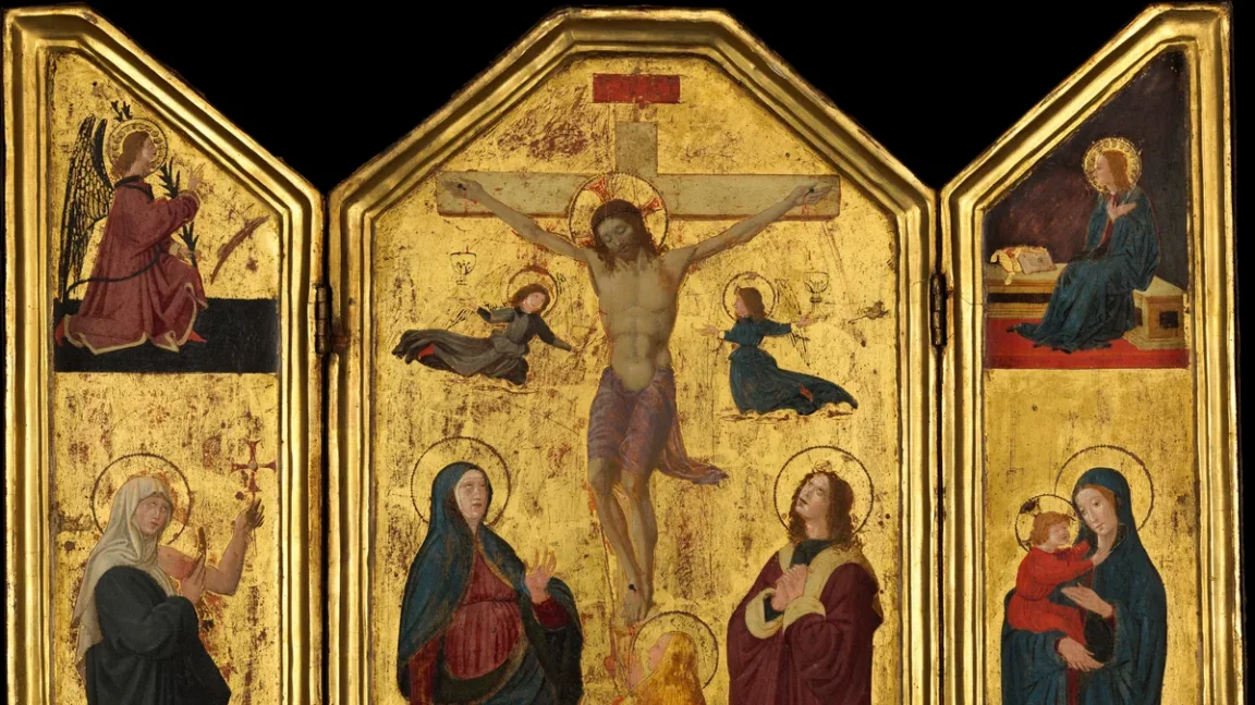 Nossa Senhora na obra The Crucifixion, por Paolo Uccello (Paolo di Dono)