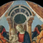 Nossa Senhora na obra Madonna and Child Enthroned with Saints and Angels, por Francesco Botticini (Francesco di Giovanni)