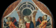 Nossa Senhora na obra Madonna and Child Enthroned with Saints and Angels, por Francesco Botticini (Francesco di Giovanni)
