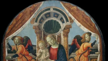 Nossa Senhora na obra Madonna and Child Enthroned with Saints and Angels, por Francesco Botticini (Francesco di Giovanni)