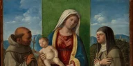 Nossa Senhora na obra Madonna and Child with Saints Francis and Clare, por Cima da Conegliano (Giovanni Battista Cima)
